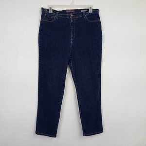 Gloria Vanderbilt Amanda Straight Jeans Women's Size 18 Dark Wash Blue Denim.